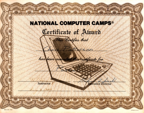 computer camp certificate
