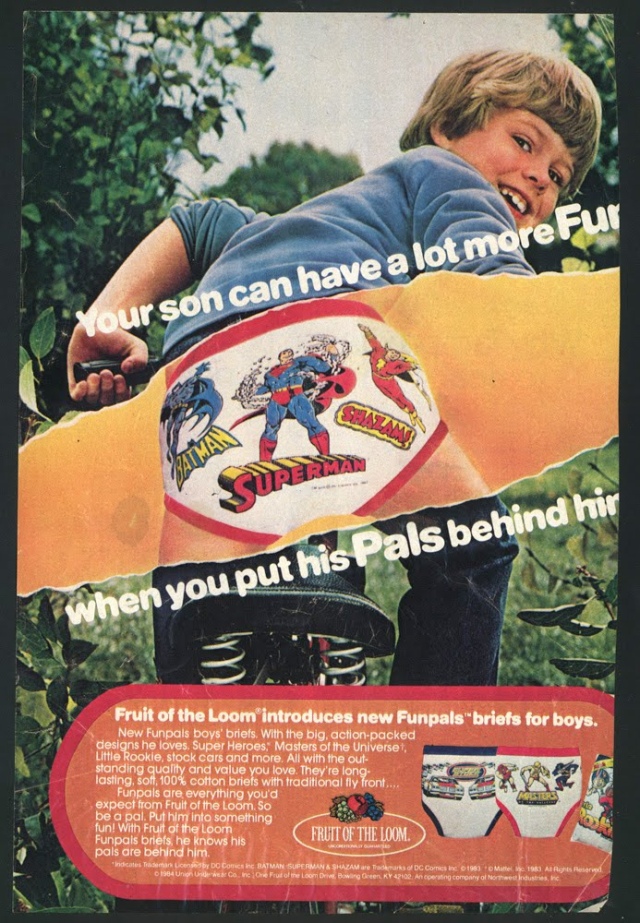 FRUIT OF THE Loom Boys Funpals & Underoos 1980s Print